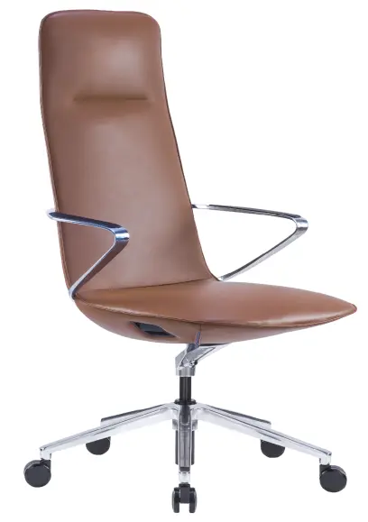 AURA LUX - AL, křeslo kancelářské, kříž ALU, hnědá kůže